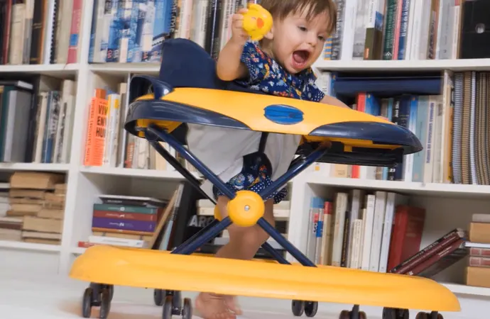 You certainly have an easier time seeing where the crawling child is because theyre in the large walker You certainly have an easier time seeing where the crawling child is because they’re in the large walker