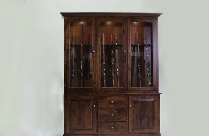 Gun safes have multiple locking points. A gun cabinet has just one.